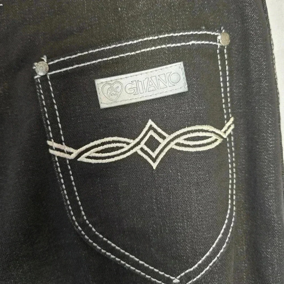 VINTAGE PS Gitano Jeans 14 Black Straight High Rise 44976 Embroidered Stitching - Picture 3 of 12